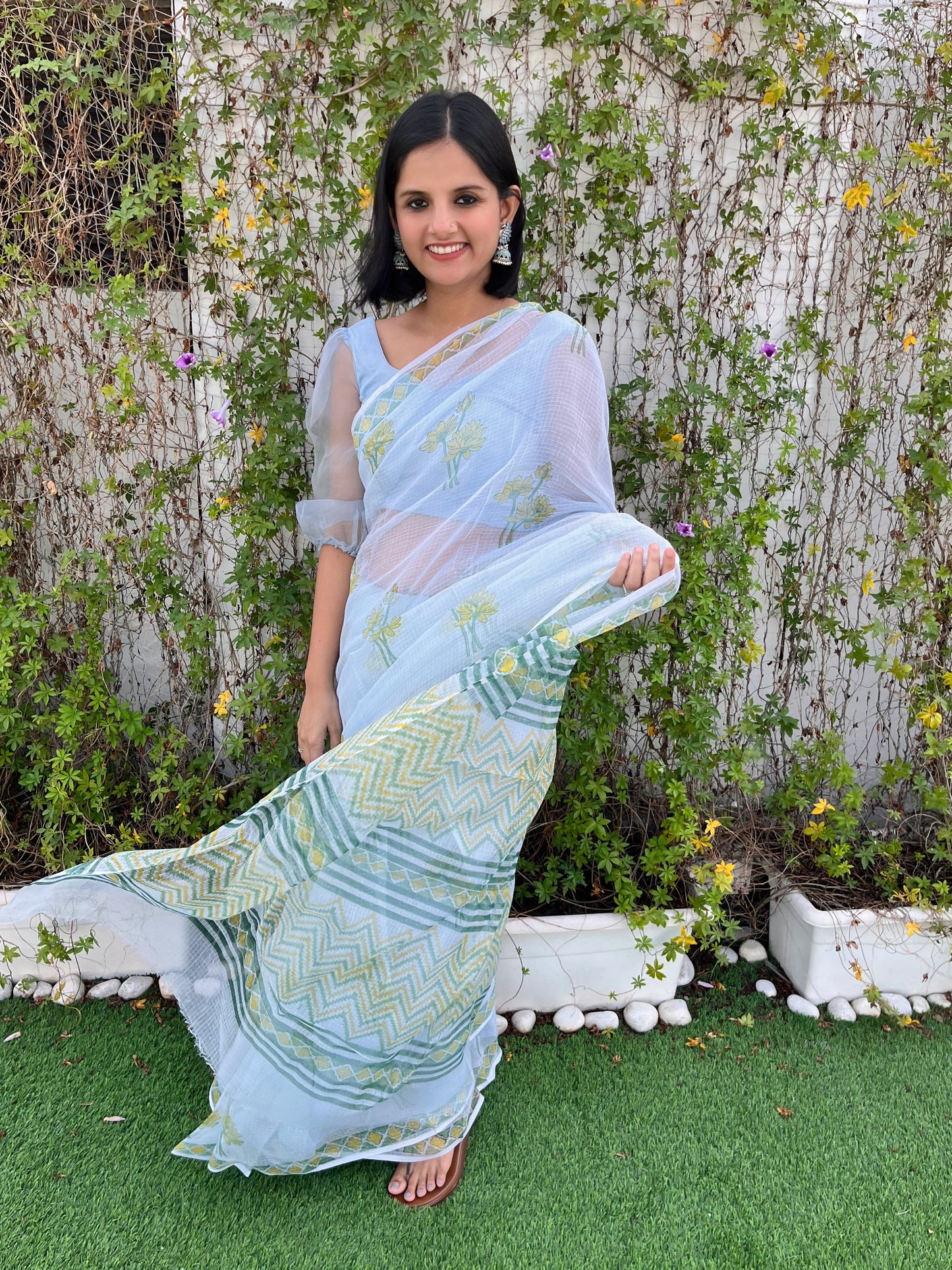 Powder Blue Kota doriya Saree