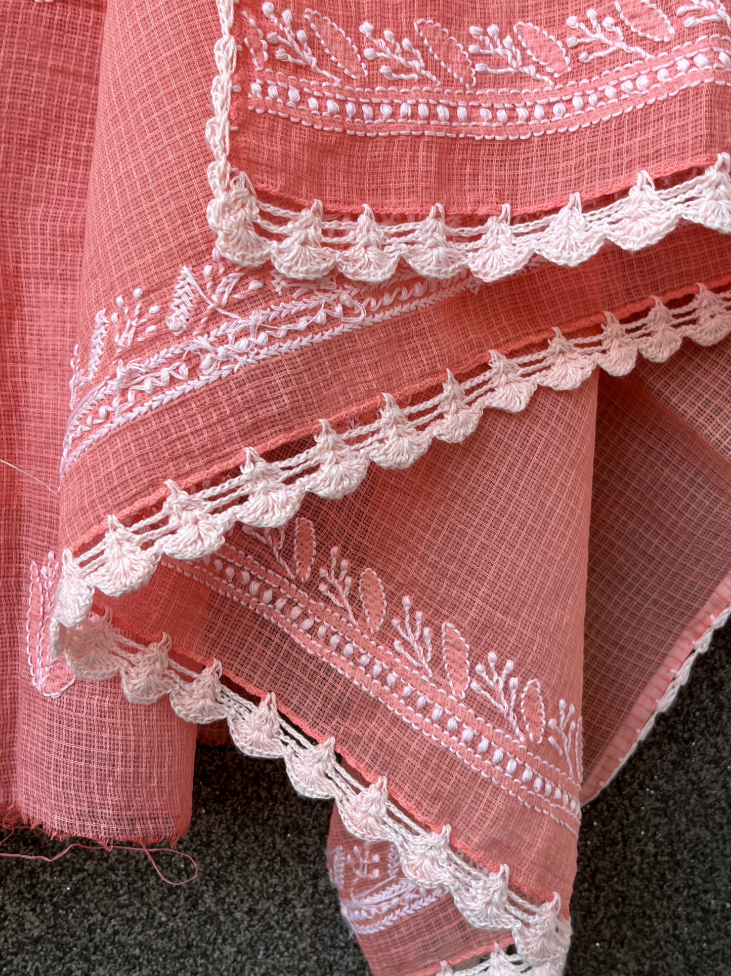 Akanksha Unstitched Coral Chikankari Kurta Set