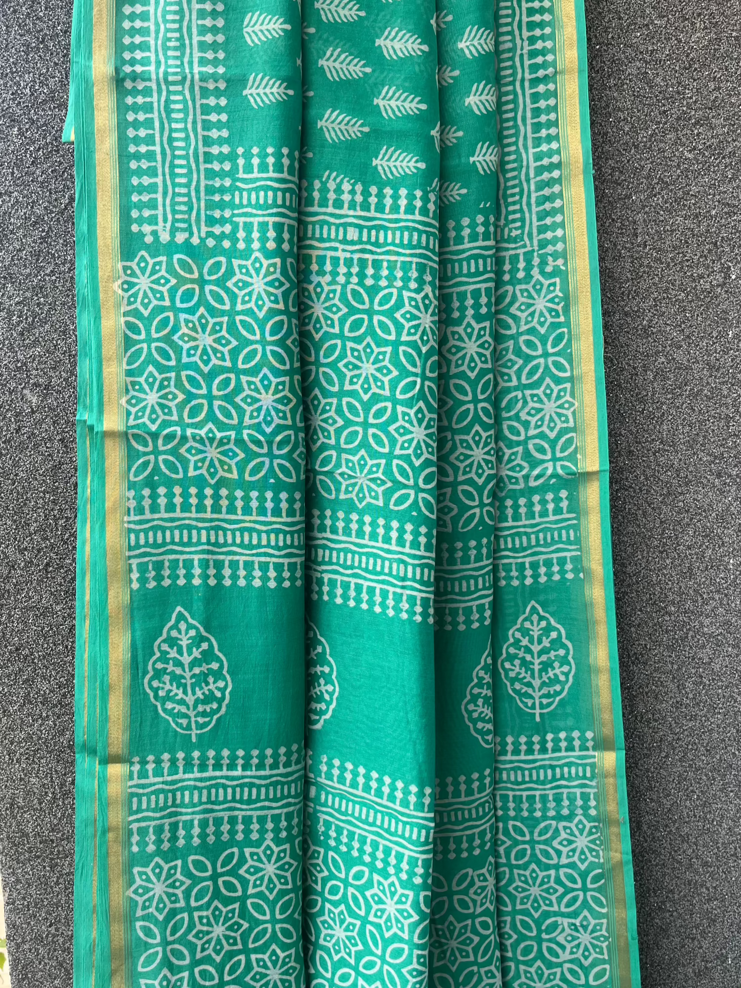 Green Dabu Chanderi Saree