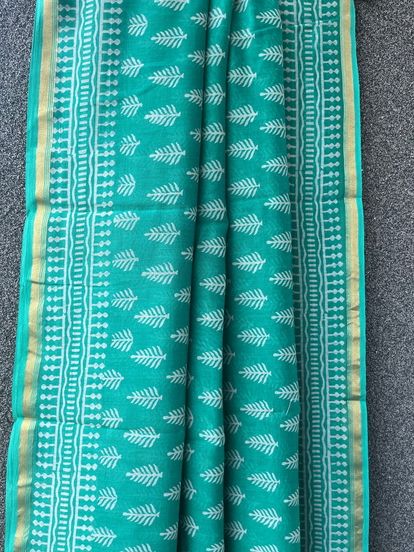 Green Dabu Chanderi Saree