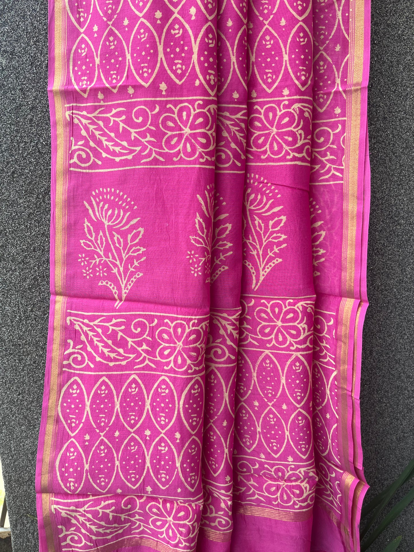 Pink Dabu Chanderi Saree