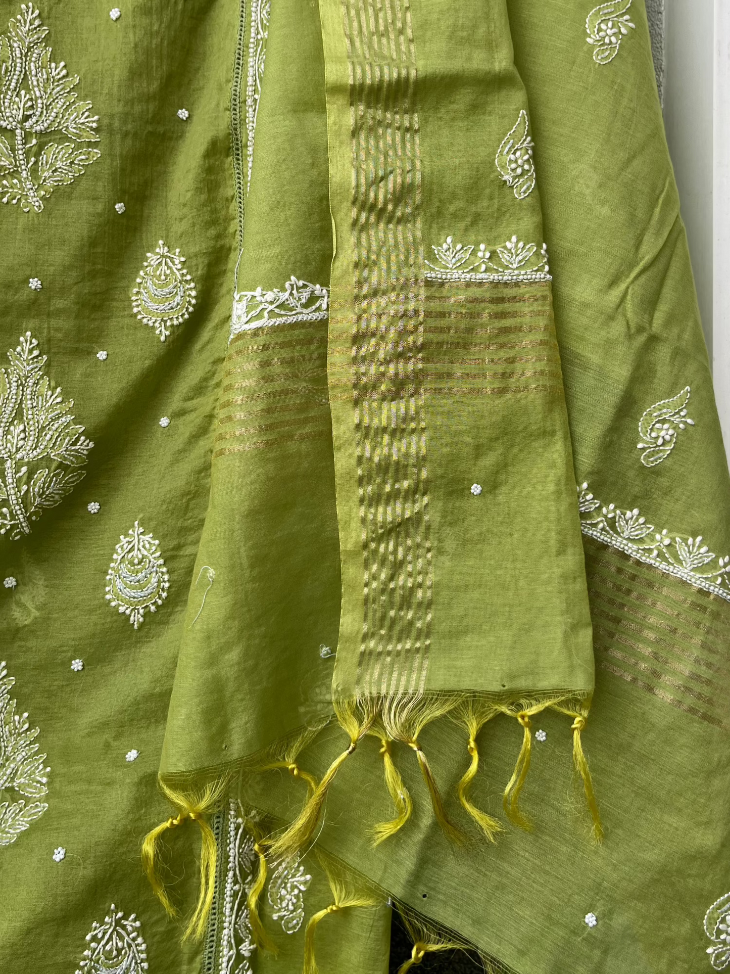 Anita Green Chikankari 2 pc semi-stitched Kurta set with Pearl work