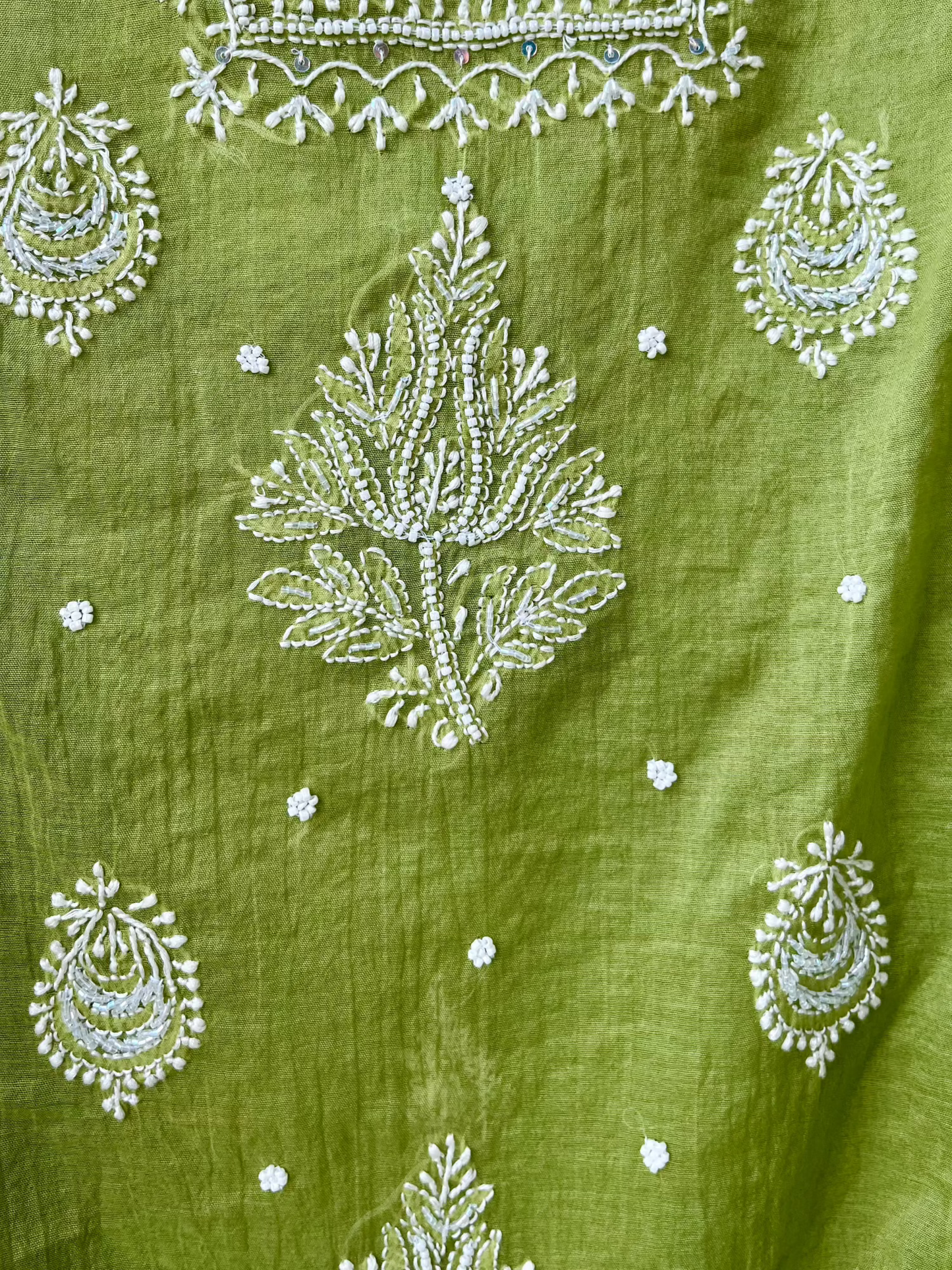 Anita Green Chikankari Kurta set with Pearl work