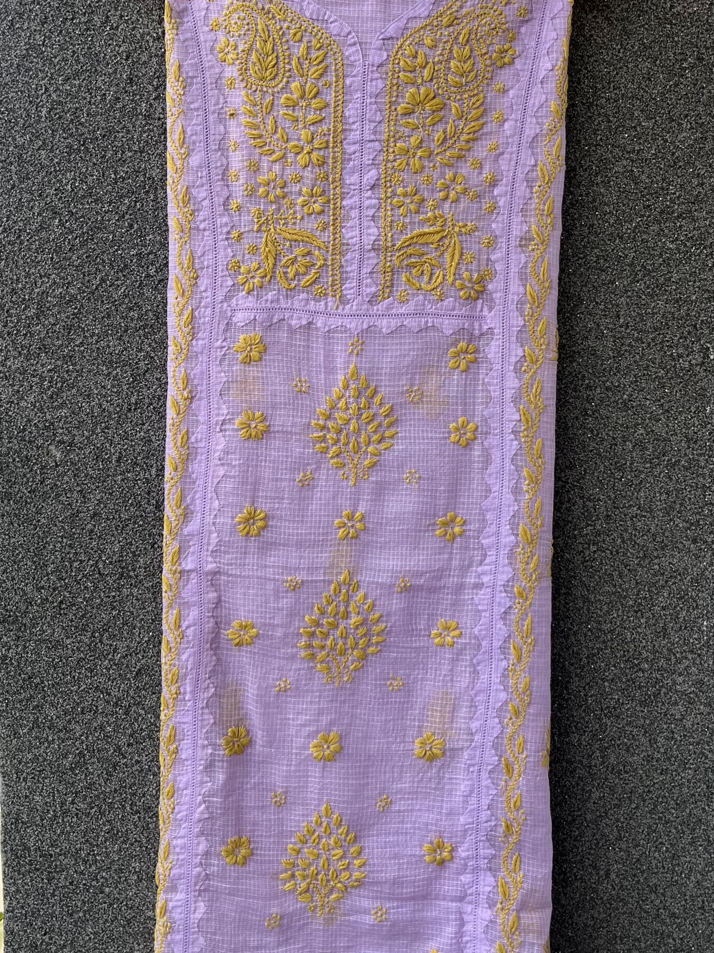 Anupama Purple & Green Unstitched Chikankari & Applique Suit Set
