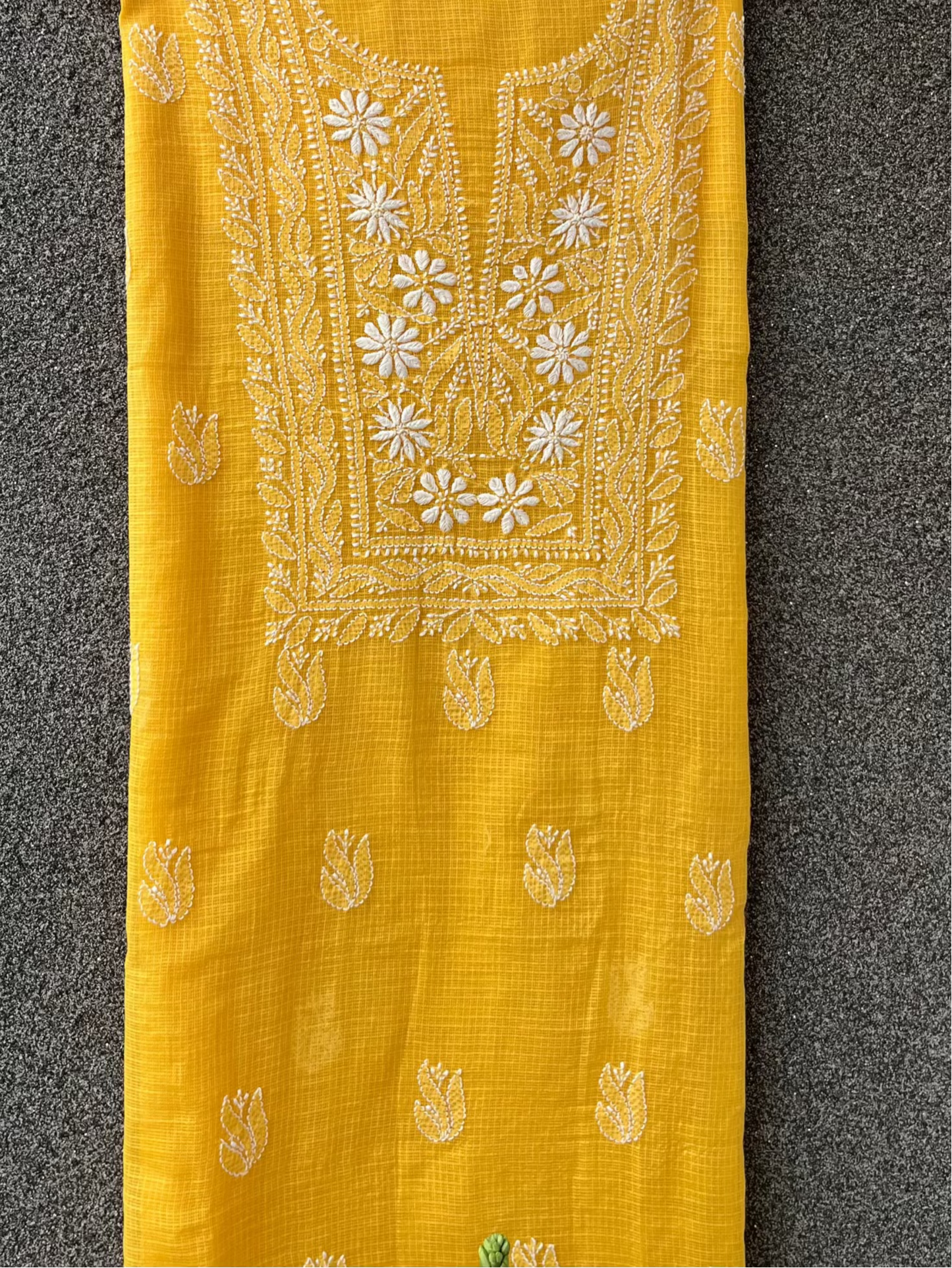 Akanksha Unstitched Yellow Chikankari Kurta Set