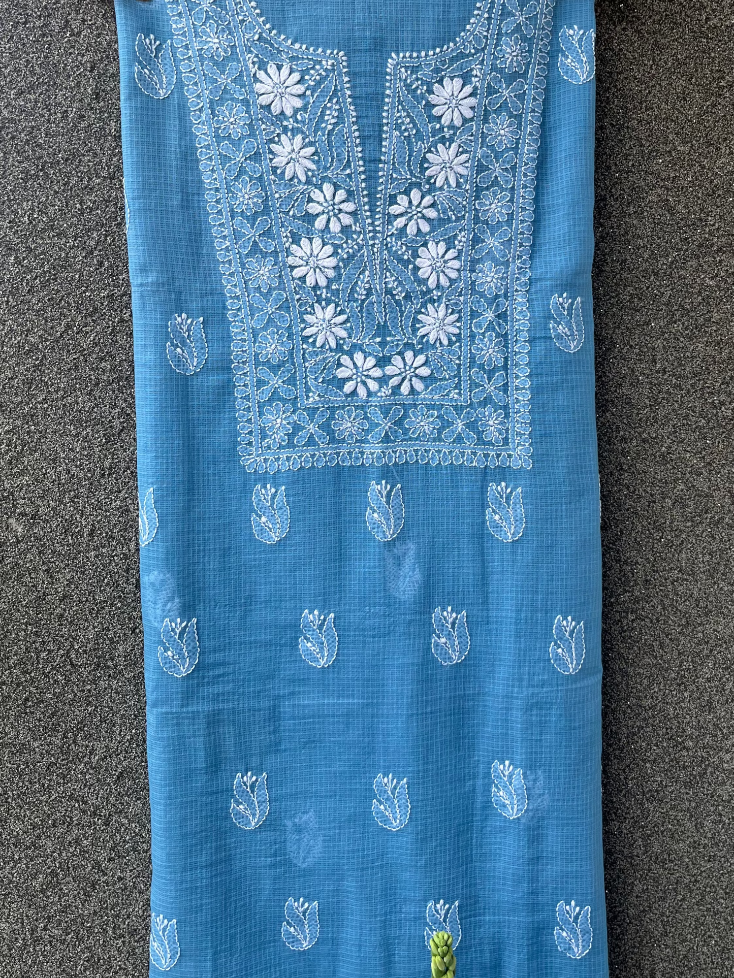 Akanksha Blue Unstitched Chikankari Kurta Set