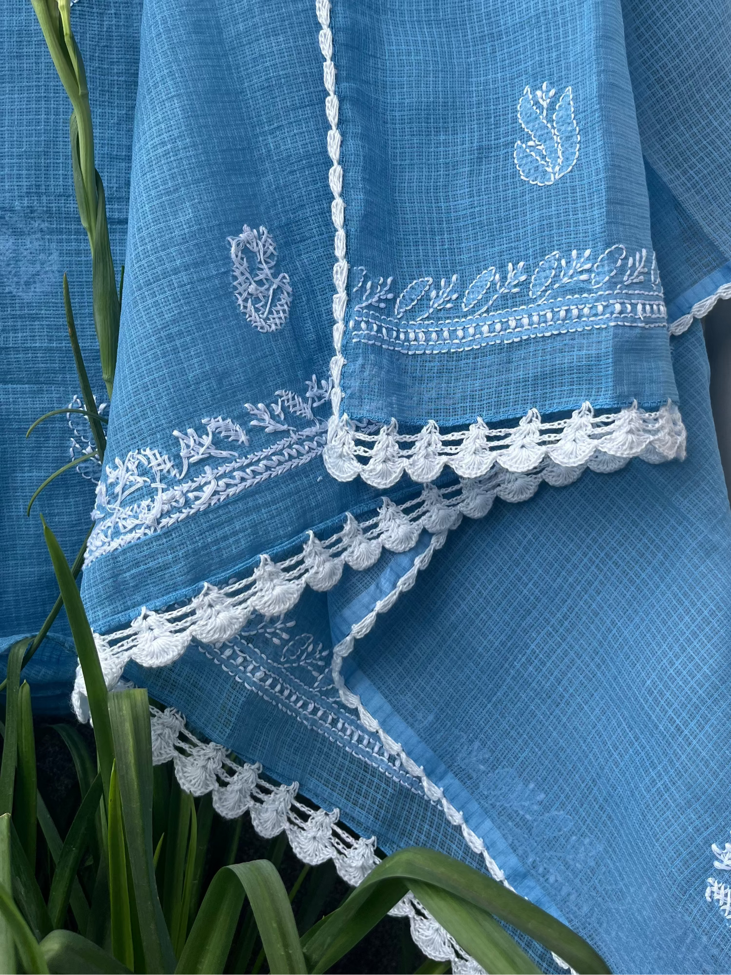 Akanksha Blue Unstitched Chikankari Kurta Set