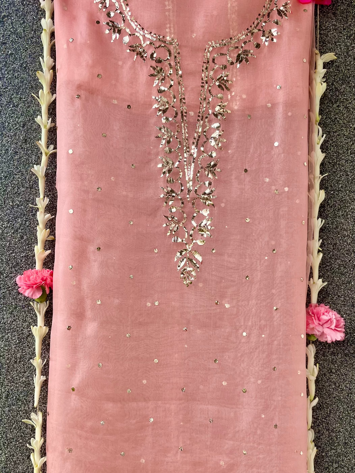 Organza Silk Unstitched Kamdani Festive Suit Set