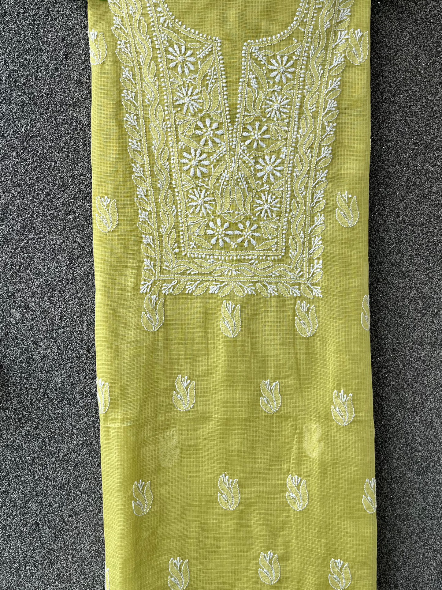 Akanksha Unstitched Lime Chikankari Kurta Set