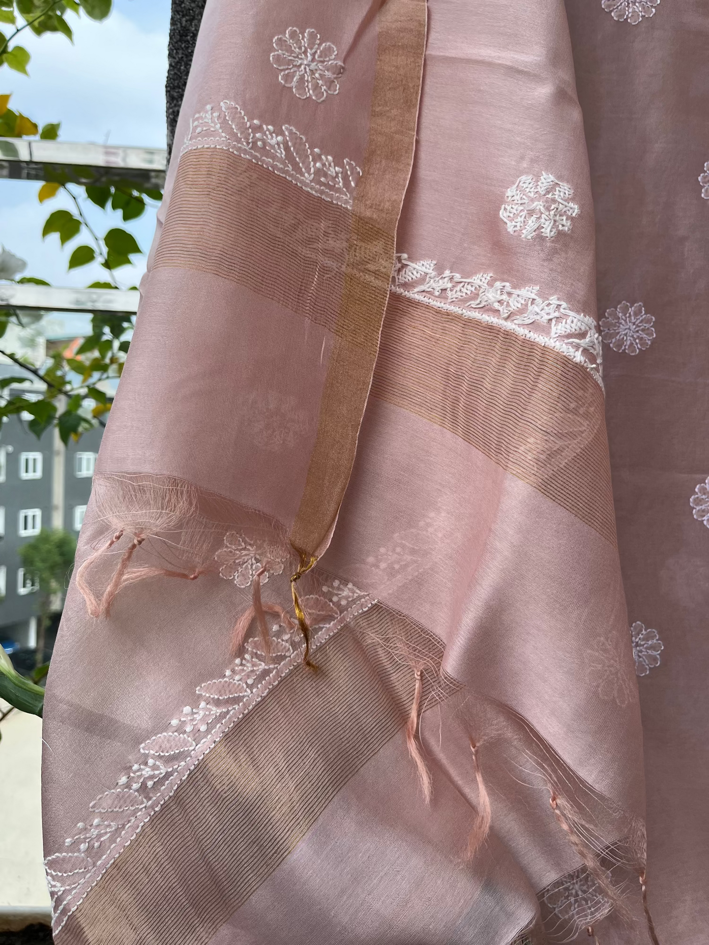 Sanchita Dusty pink Chikankari 2 pc Kurta set with Mukaish work