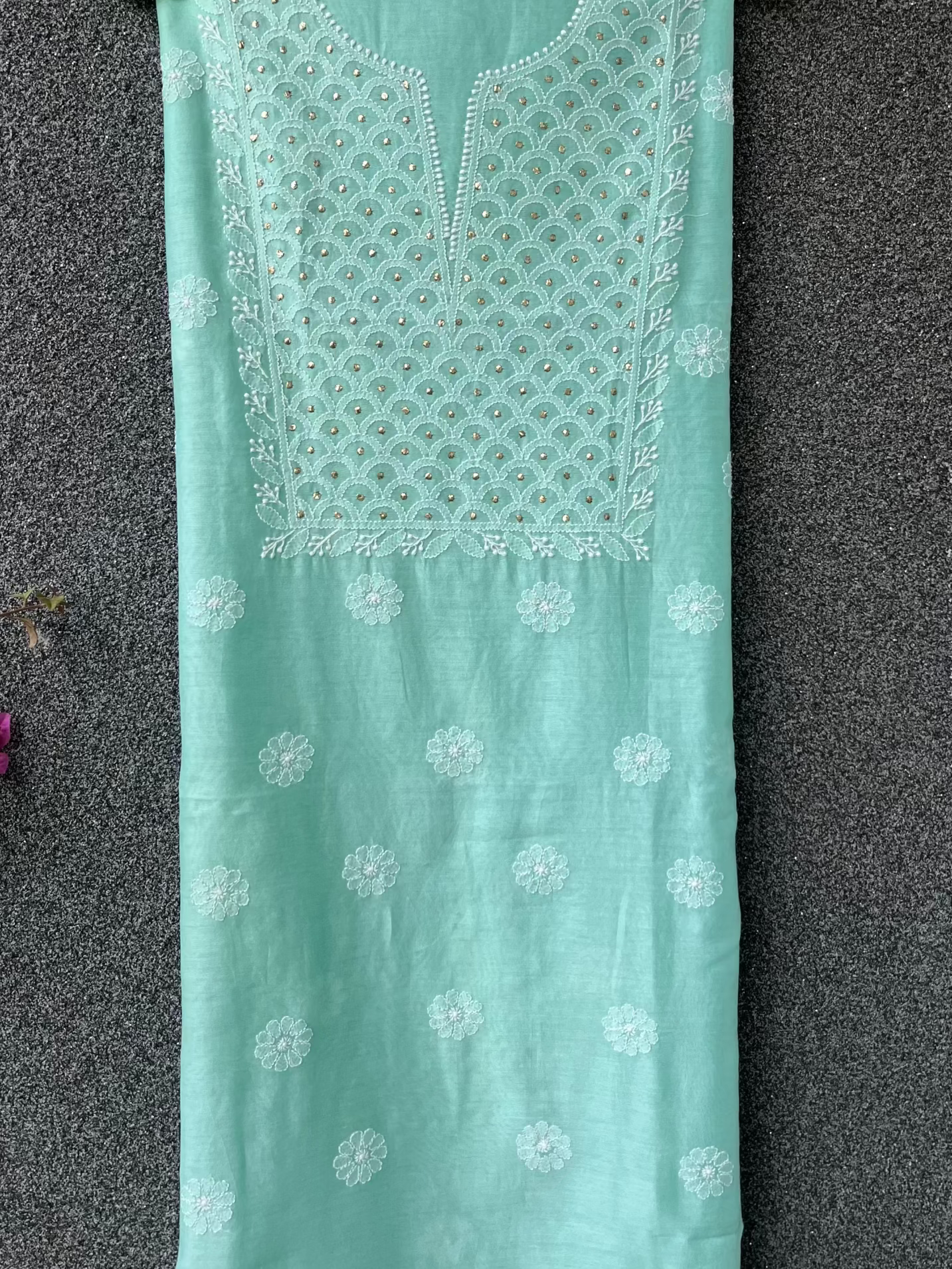 Sanchita Mint Green Chikankari Kurta set with Mukaish work