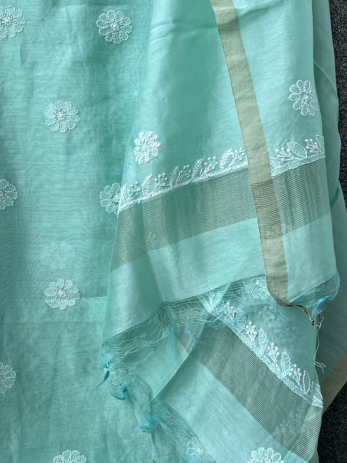 Sanchita Mint Green Chikankari Kurta set with Mukaish work