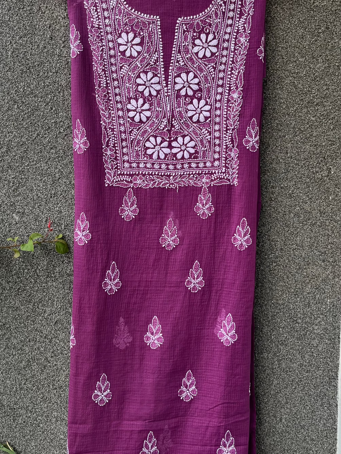 Akanksha WINE Unstitched Chikankari Kurta Set