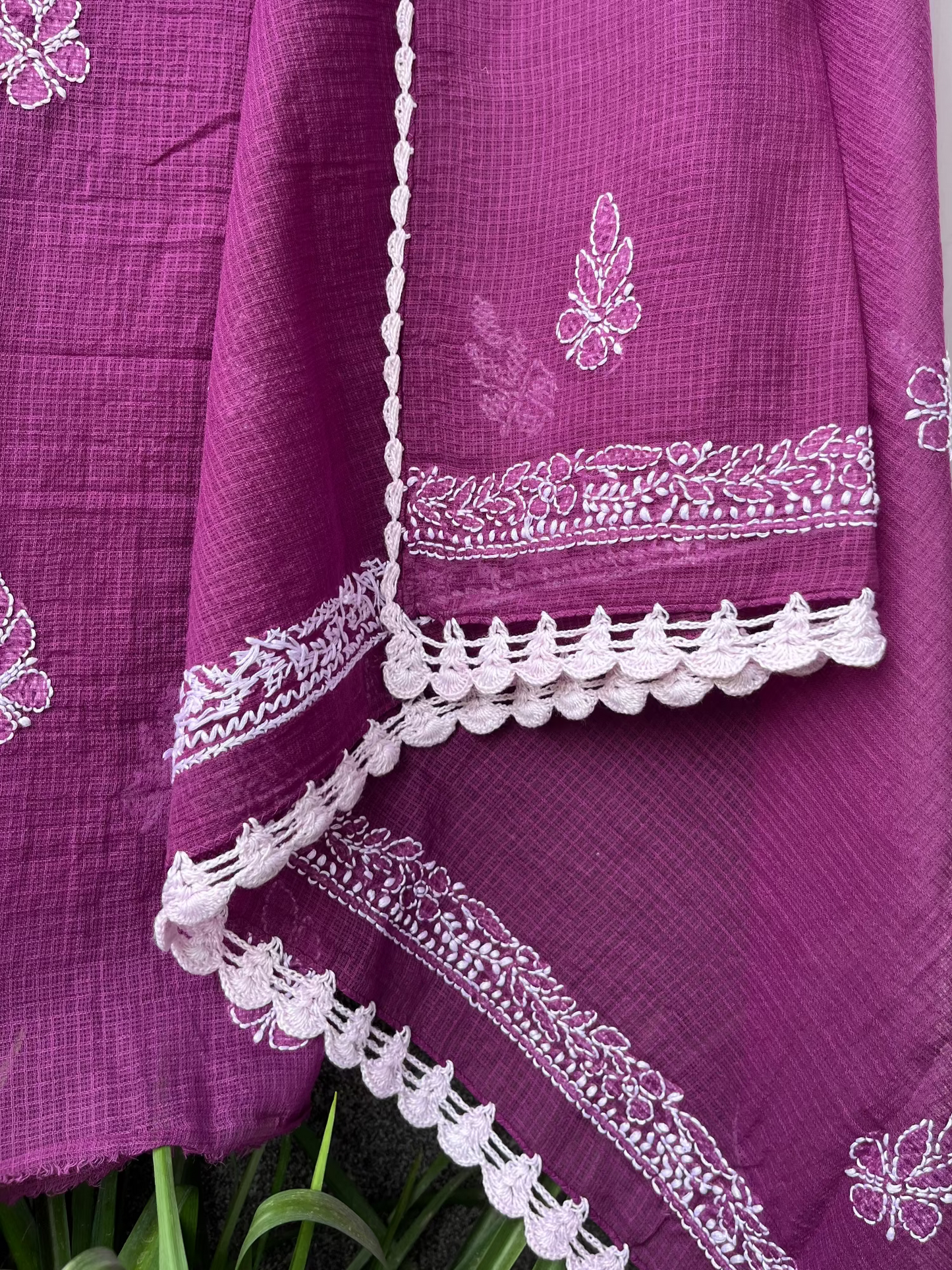 Akanksha WINE Unstitched Chikankari Kurta Set