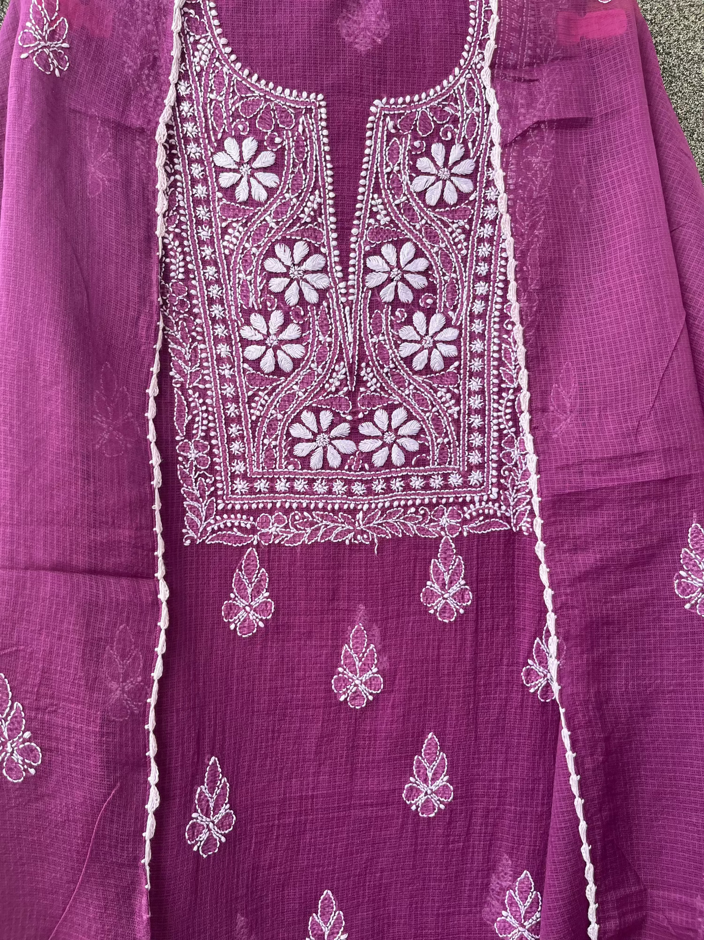 Akanksha WINE Unstitched Chikankari Kurta Set