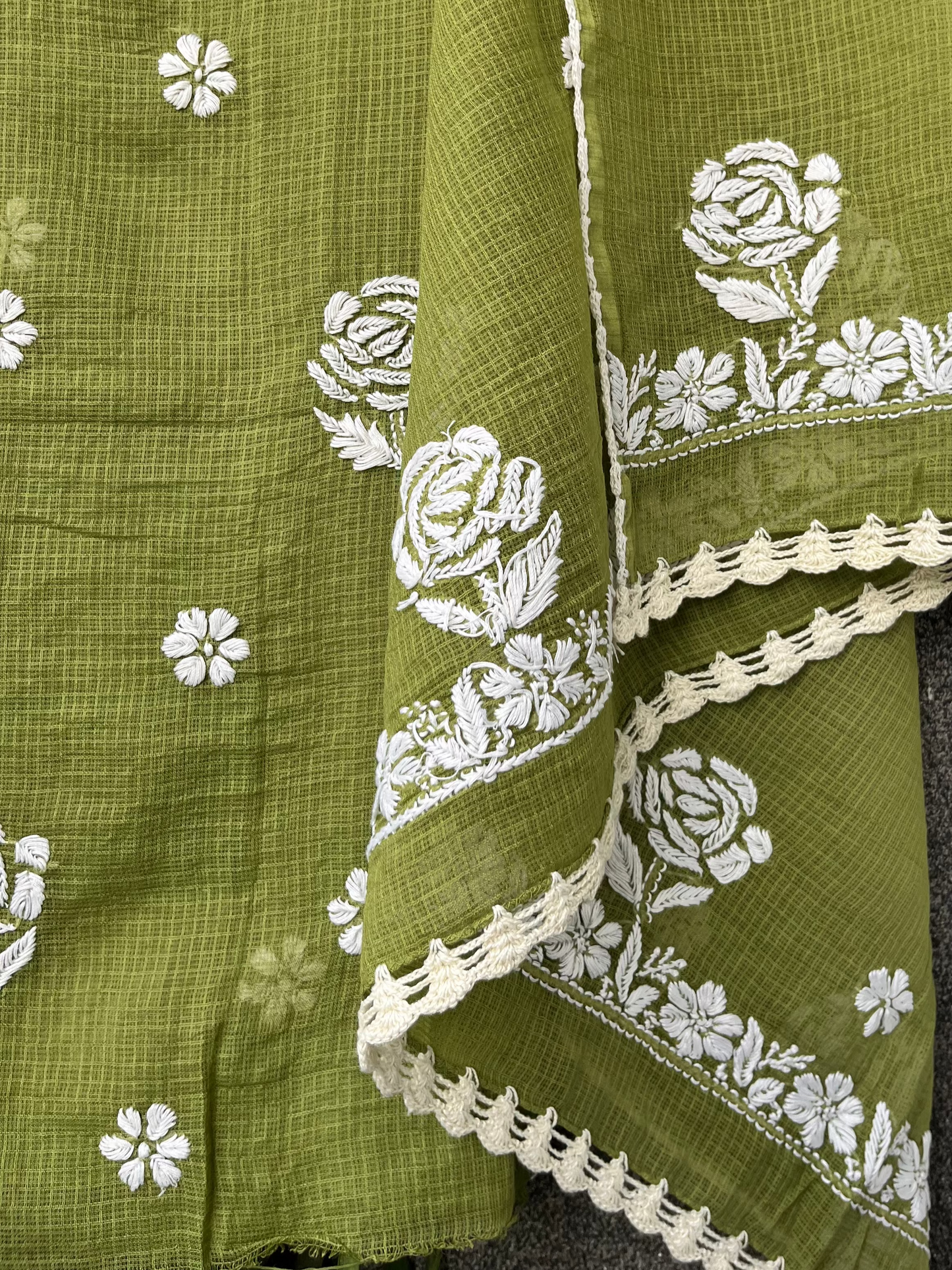 Ena Green Unstitched Chikankari 2 pc Suit Set
