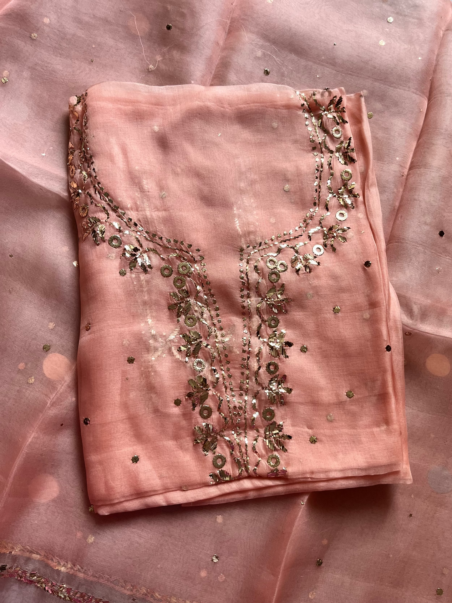 Organza Silk Unstitched Kamdani Festive Suit Set