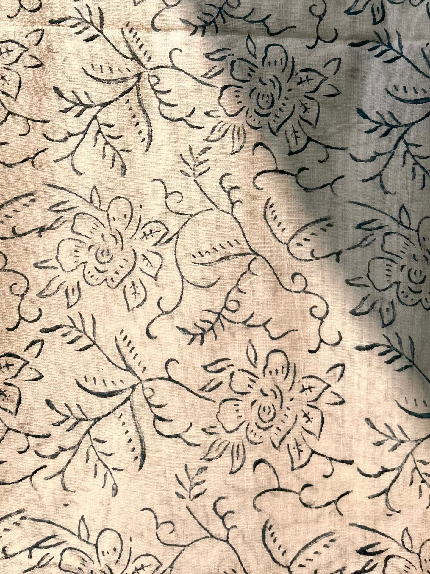 Blue & White Hand block print suit with kota dupatta