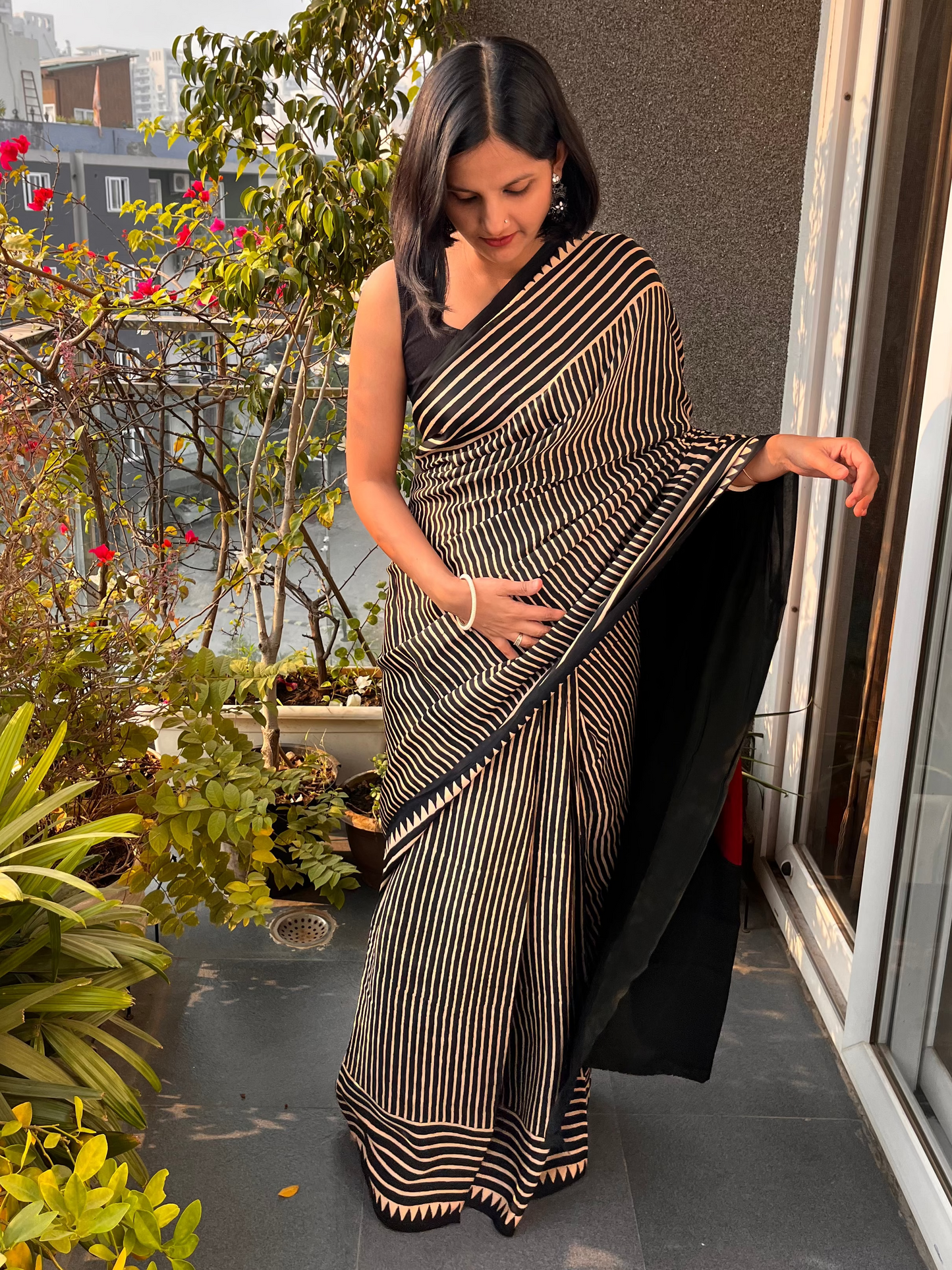 Bindi Pure Modal Silk Ajrakh Saree