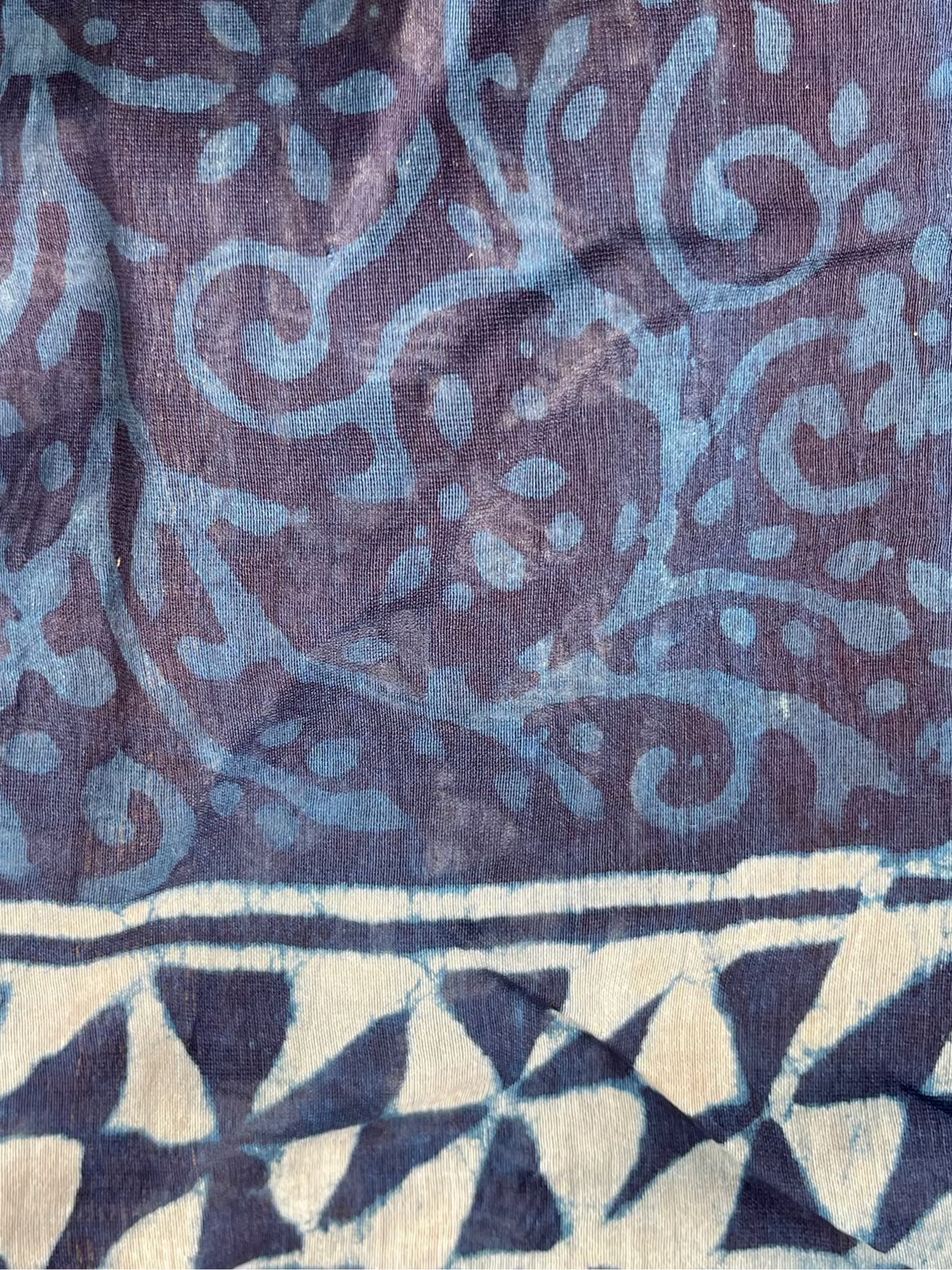 Indigo Lined Dabu Chanderi Saree