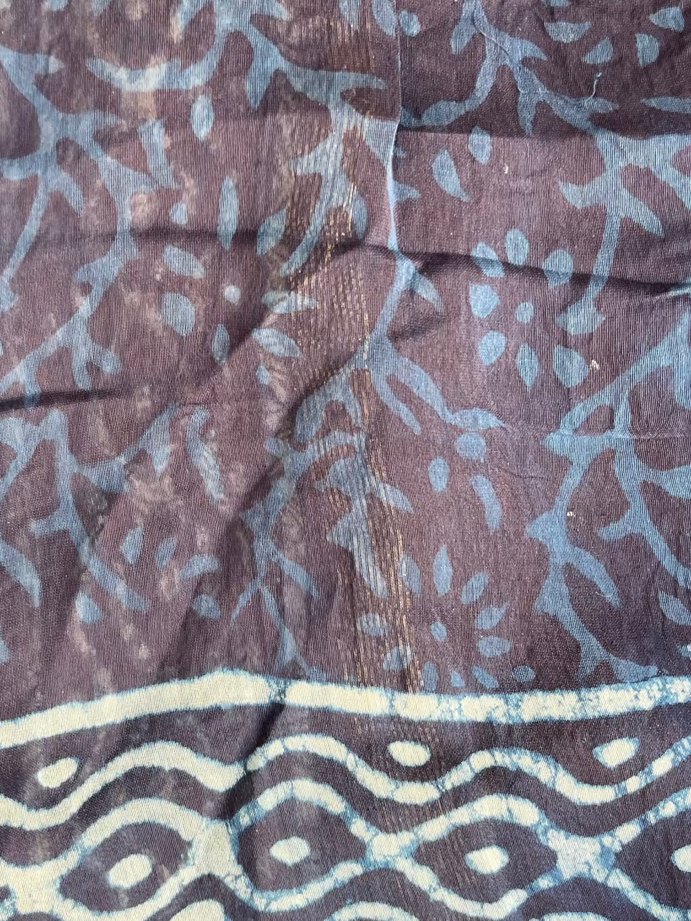 Indigo Dotted flower Dabu Chanderi Saree