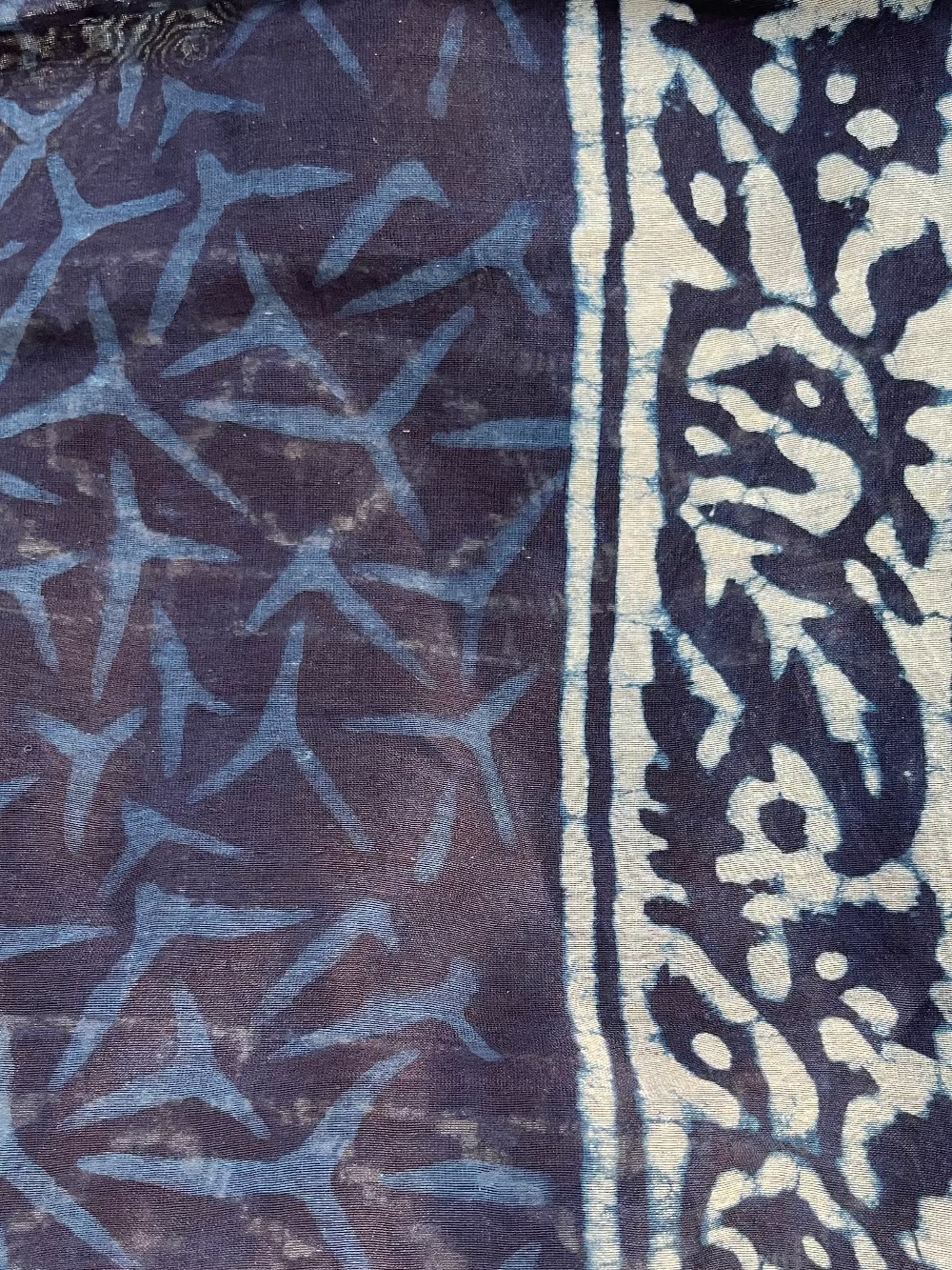 Floral Jaal Indigo Dabu Chanderi Saree