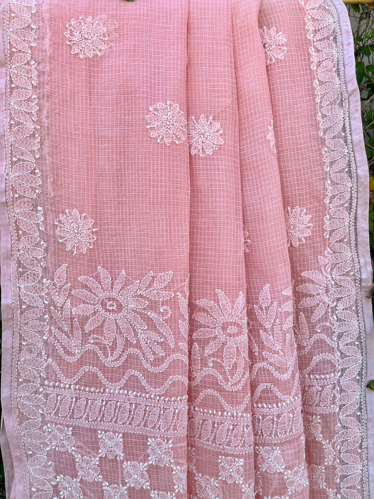 Peach Chikankari Kotadoriya Saree