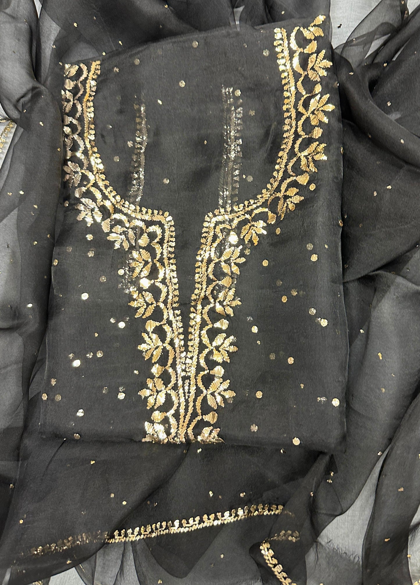 Organza Silk Unstitched Kamdani Festive Suit Set