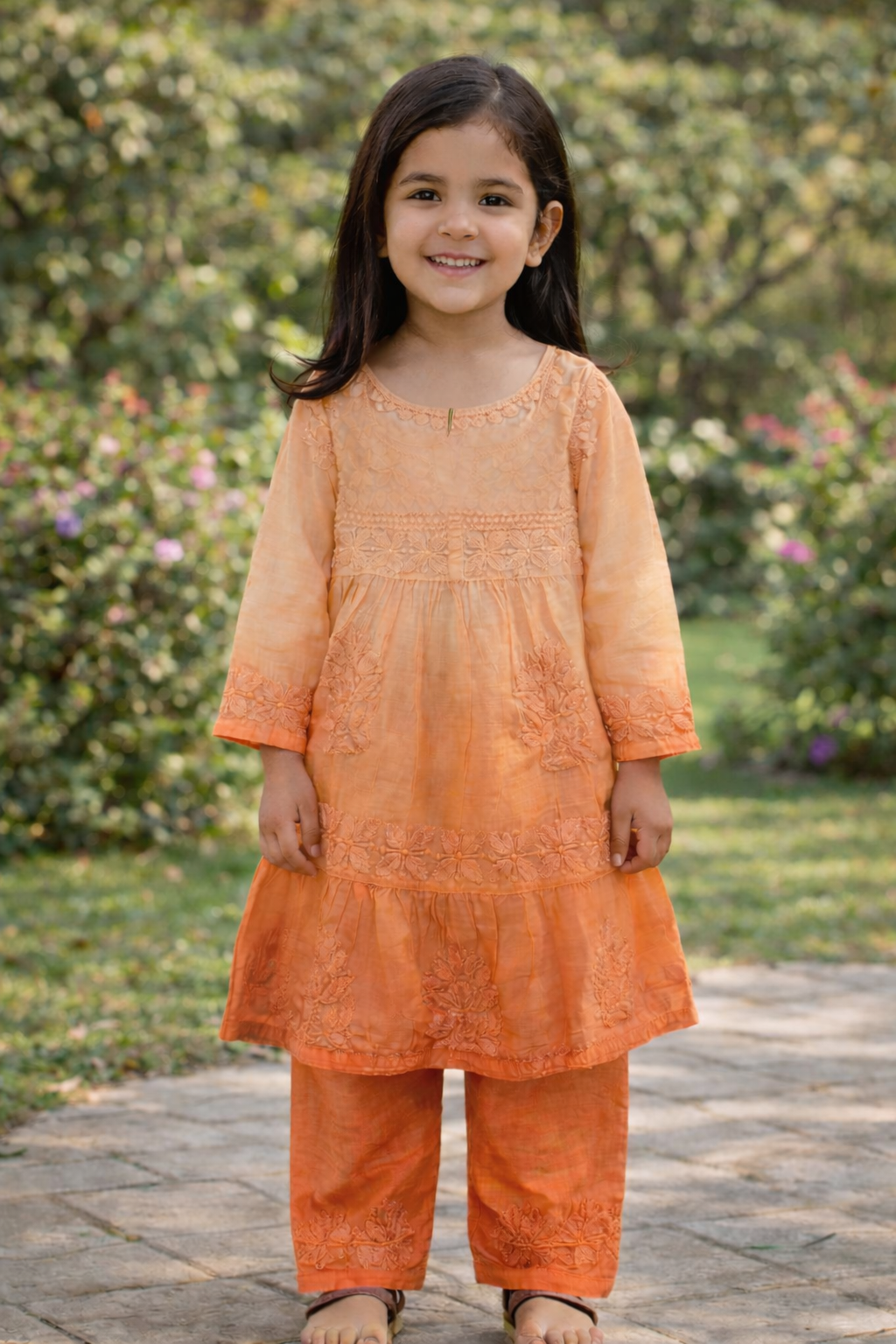 Haley Ombre Chikankari Kids Kurta Set