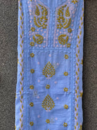 Anupama Blue & Green Unstitched Chikankari & Applique Suit Set