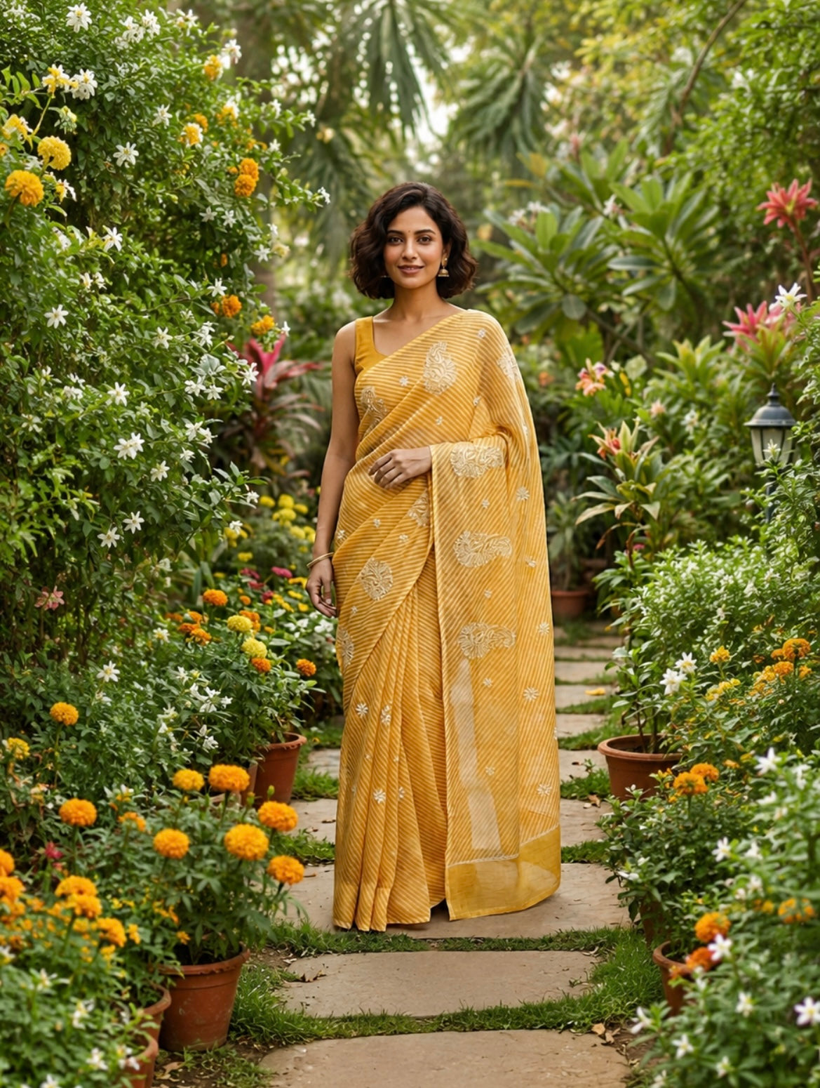 Leheriya Chikankari Kotadoriya Saree