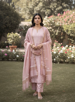 Sanchita Dusty pink Chikankari 2 pc Kurta set with Mukaish work
