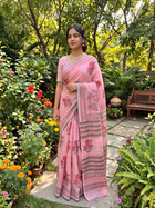 Pink & Green Kota doriya Saree