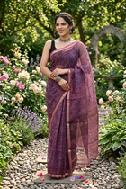Wine Floral Kota doriya Saree