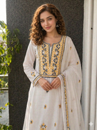 Noor Yellow & black Unstitched Linen Chikankari  2 pc Suit Set