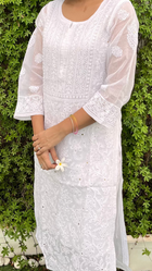Sweta Stitched Chikankari Kurta in Kota doriya