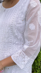 Sweta Stitched Chikankari Kurta in Kota doriya