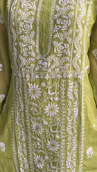 Karnika Lime Stitched Chikankari Kurta in Pure Mul