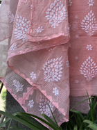 Anupama Peach Unstitched Chikankari & Applique Suit Set