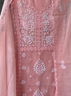 Anupama Peach Unstitched Chikankari & Applique Suit Set