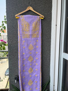 Anupama Purple & Yellow Unstitched Chikankari & Applique Suit Set
