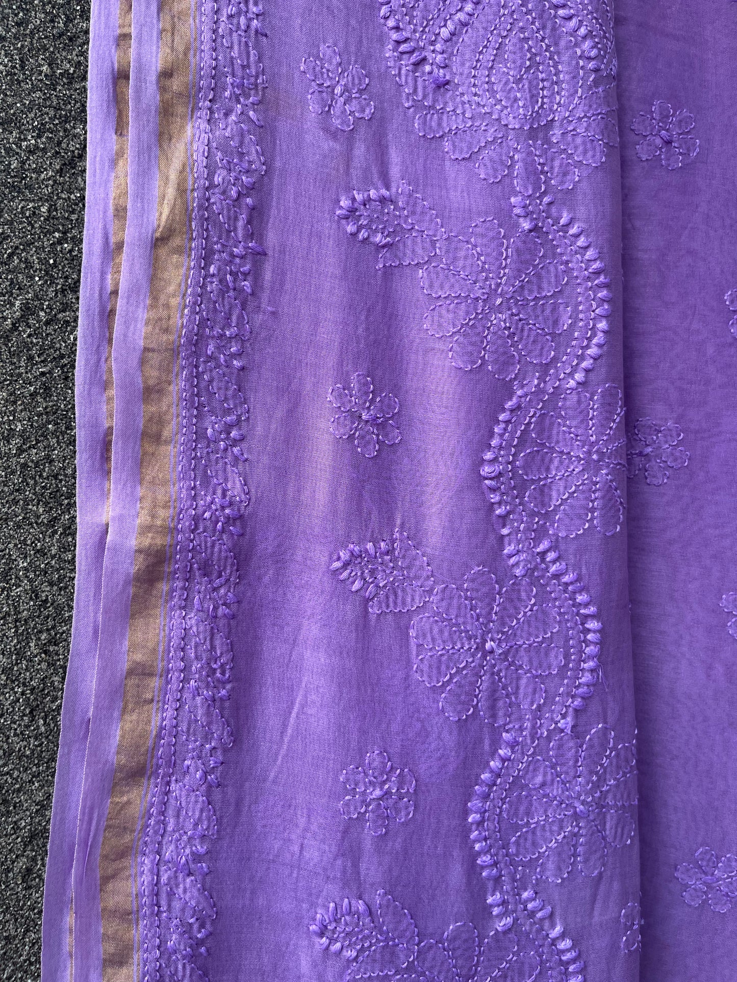 Purple Chikankari Chanderi Saree