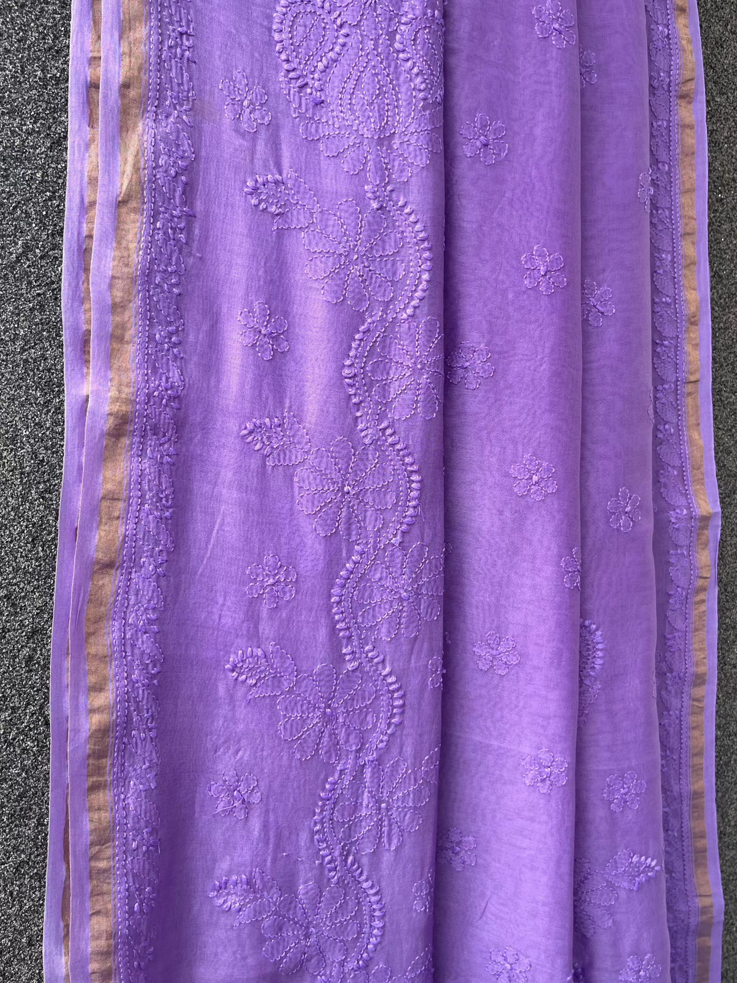 Purple Chikankari Chanderi Saree
