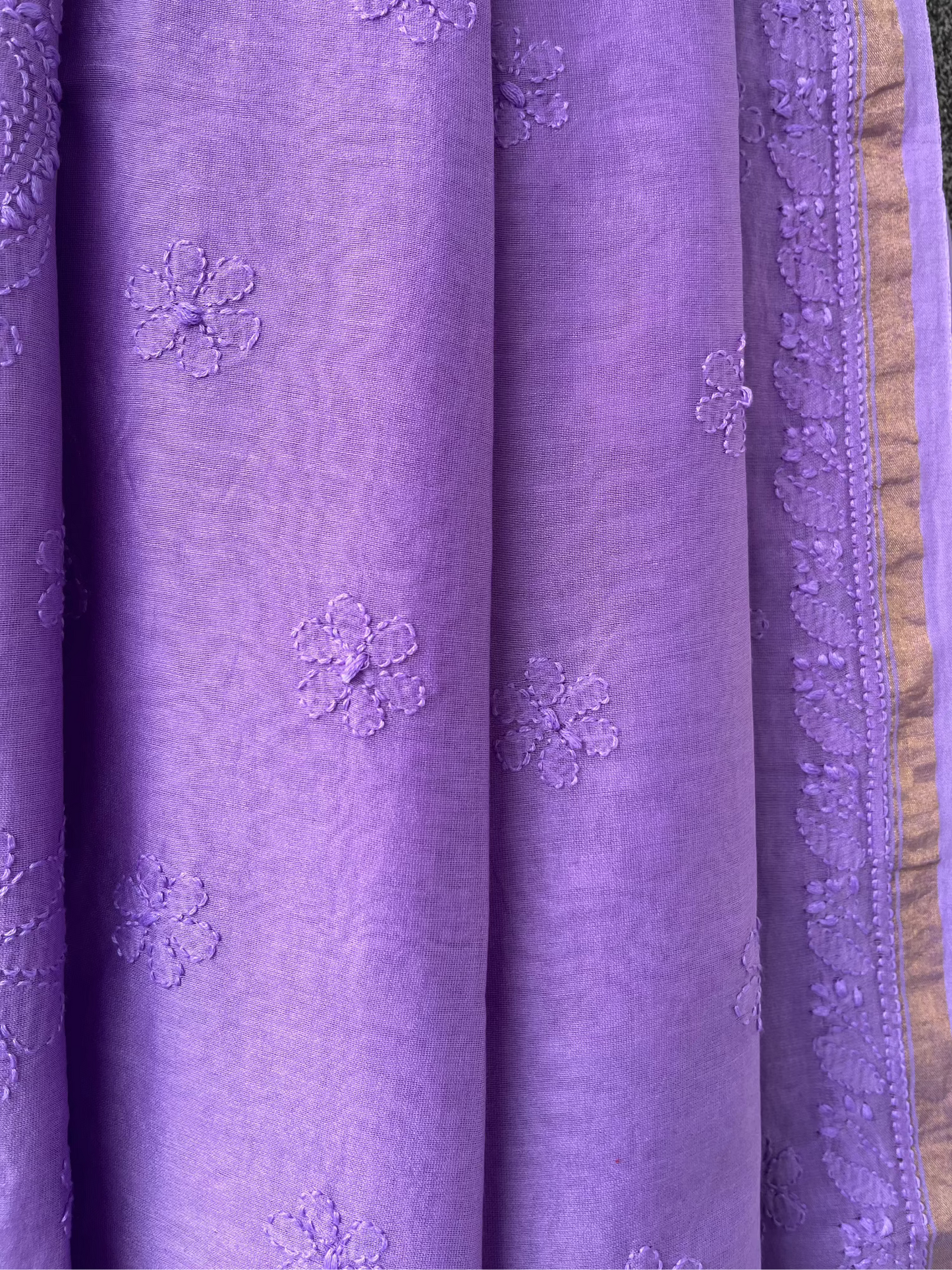 Purple Chikankari Chanderi Saree