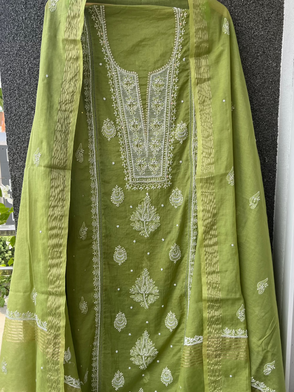 Anita Green Chikankari Kurta set with Pearl work