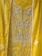 Yellow Kota Unstitched Chikankari & Pearl Festive Suit Set