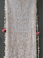 Beige Kota Unstitched Chikankari & Pearl Festive Suit Set