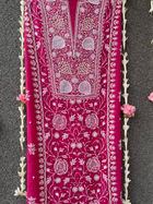 Pink Mul Chanderi Unstitched Chikankari & Pearl Festive Suit Set