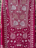 Pink Mul Chanderi Unstitched Chikankari & Pearl Festive Suit Set