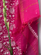 Pink Mul Chanderi Unstitched Chikankari & Pearl Festive Suit Set